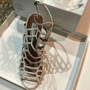 Steve Madden slither white leather heels